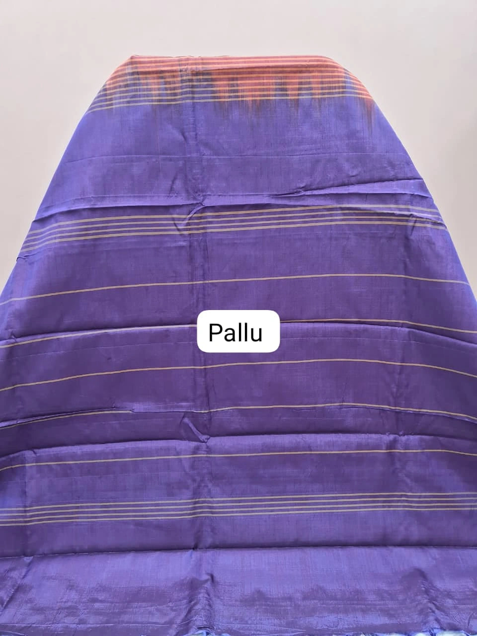 Peach Plain Banana Silk Saree pallu