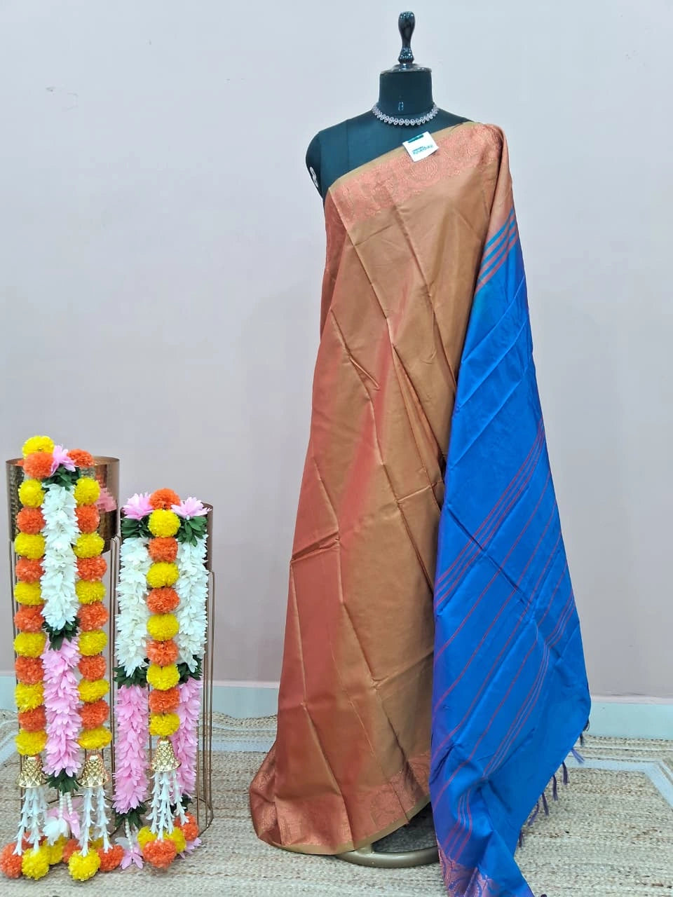 Light Brown Plain Banana Silk Saree
