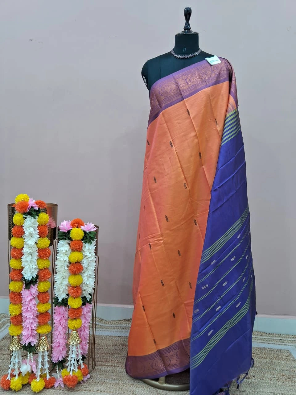 Light Orange Banana Silk Saree