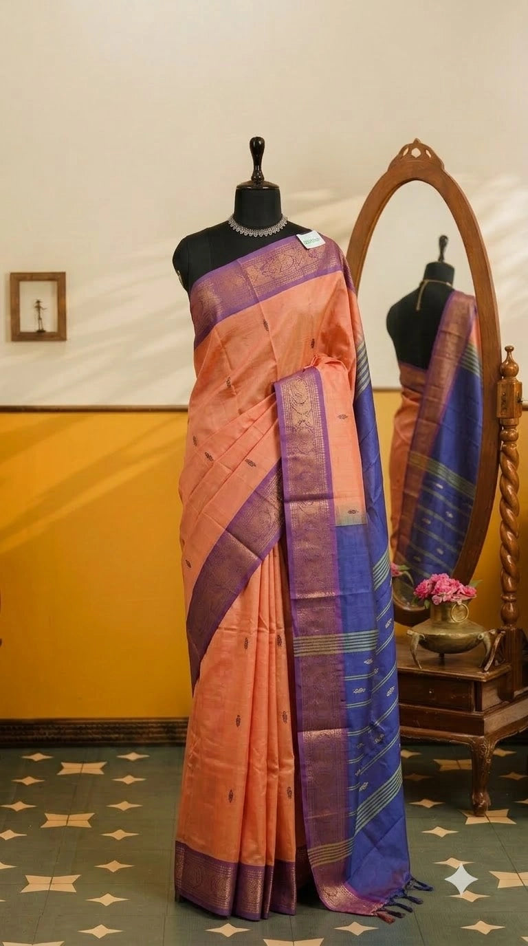 Light Orange Banana Silk Saree