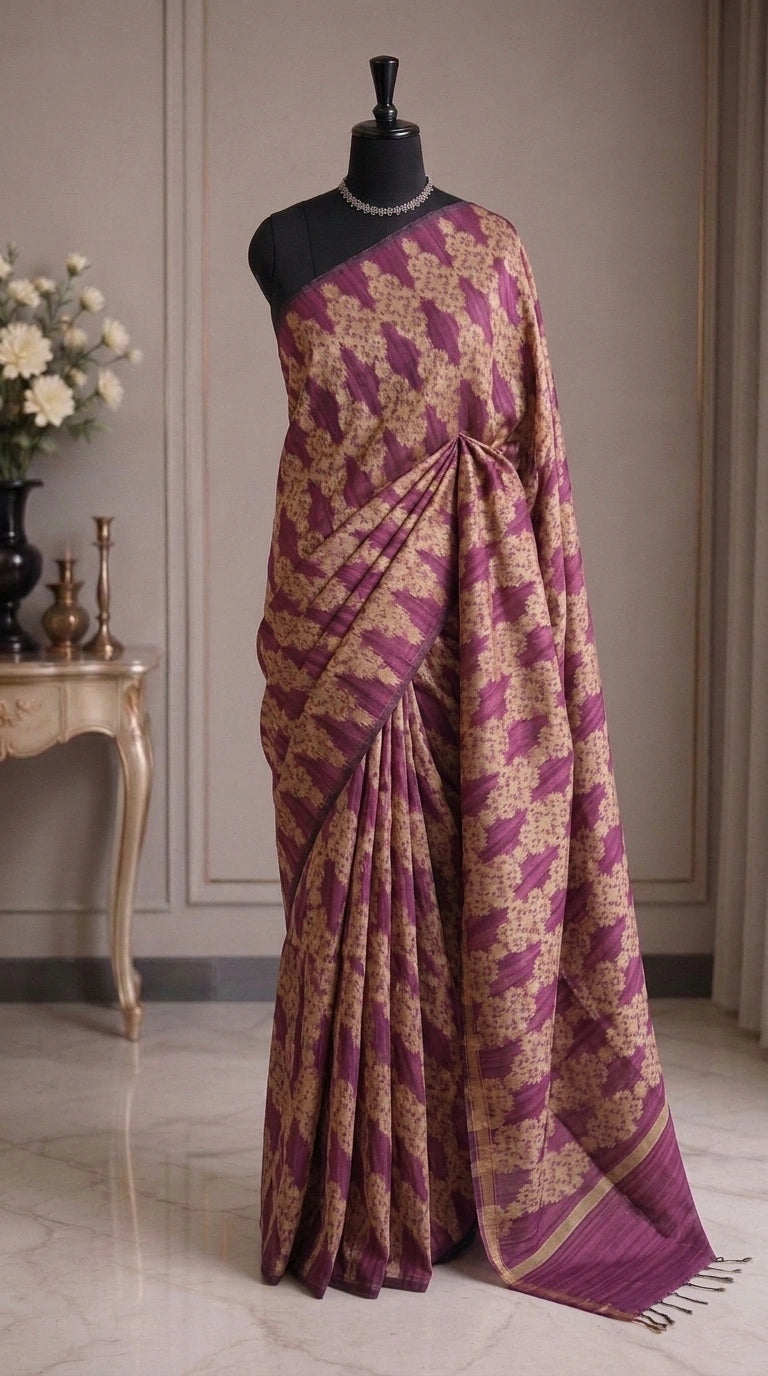 Onion Pink Gicha saree 