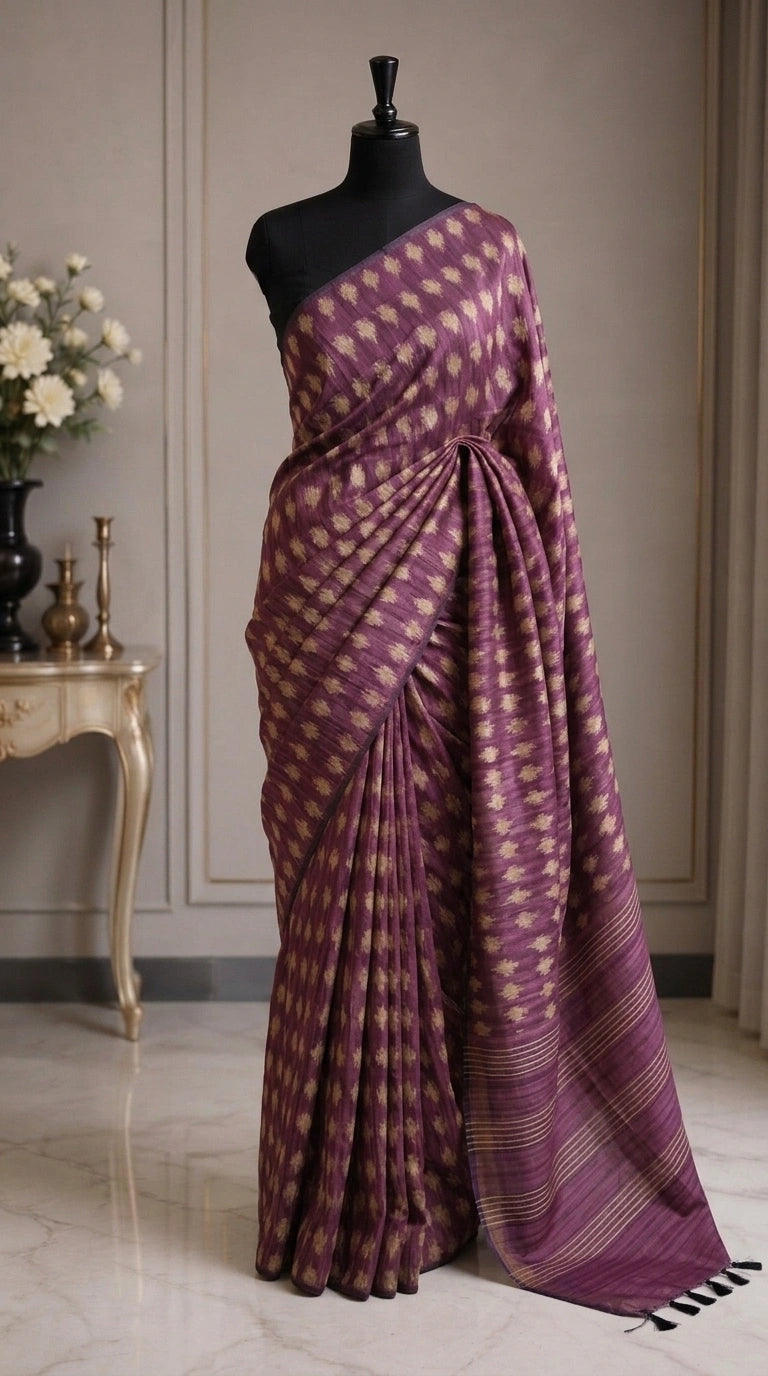 Wine-Shaded Gicha Saree 