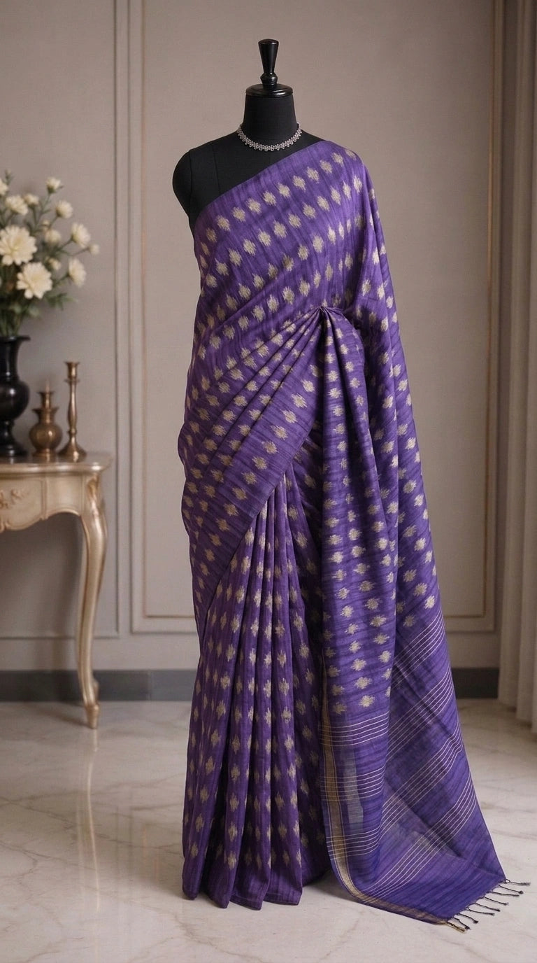 Purple-Shaded Gicha Saree 