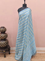 Pale Sky Blue Gicha Saree 