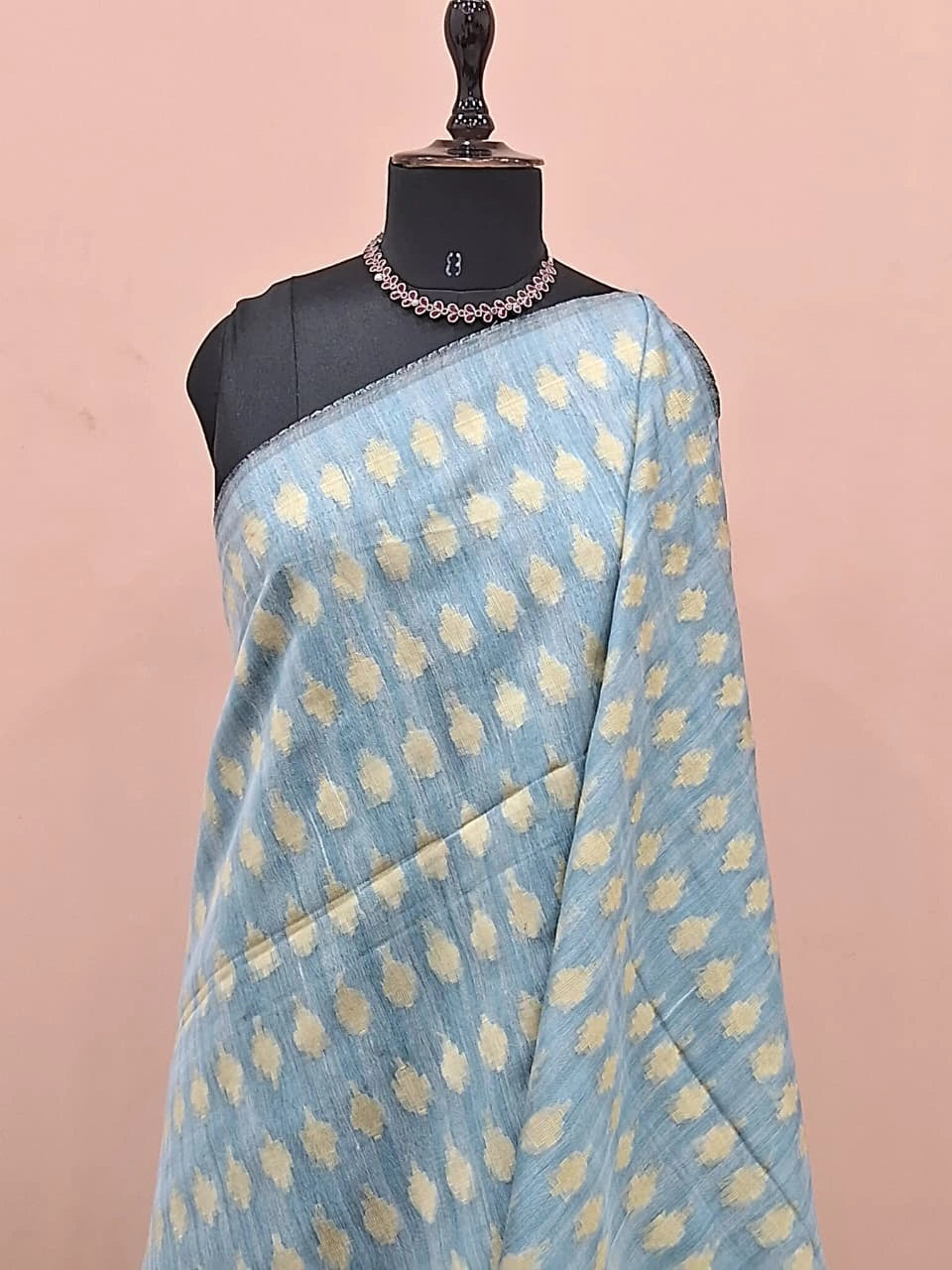 Pale Sky Blue Gicha Saree 1