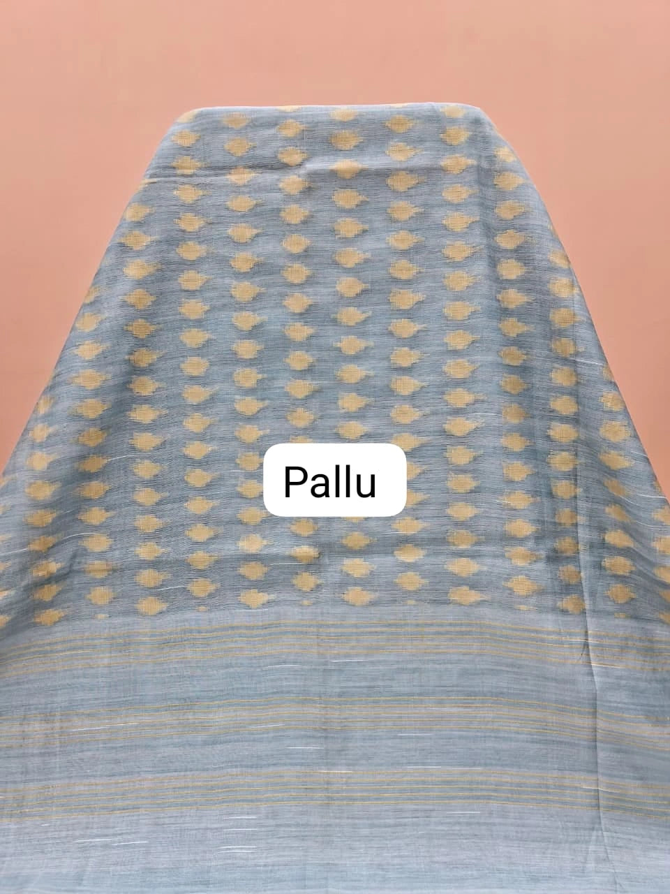 Pale Sky Blue Gicha Saree pallu