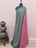 Dark Grey-Shaded Plain Gicha Saree 