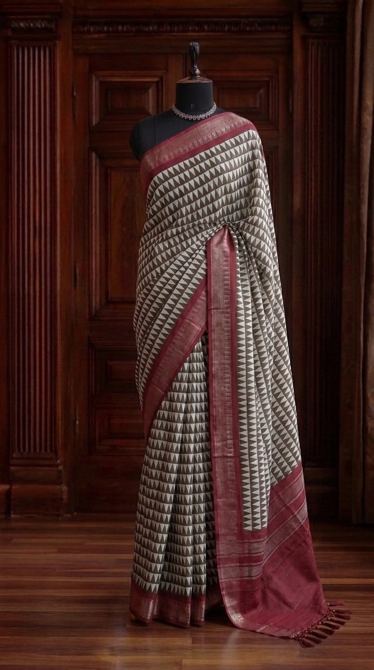Brown Jute Saree 