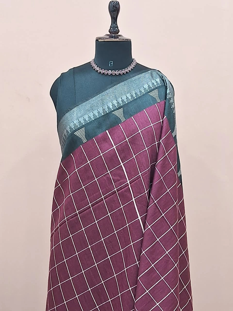 Wine Jute Saree 1