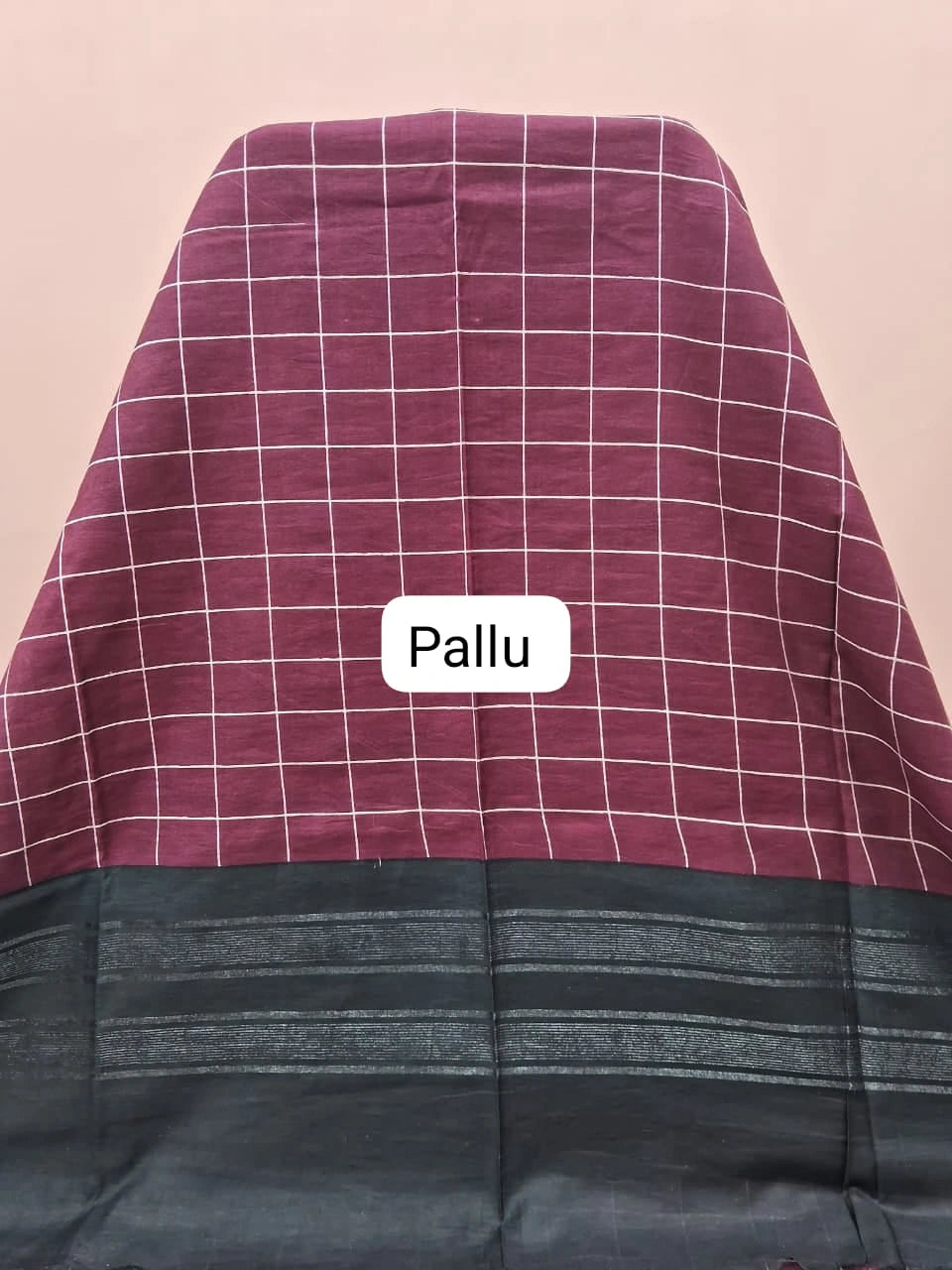Wine Jute Saree pallu
