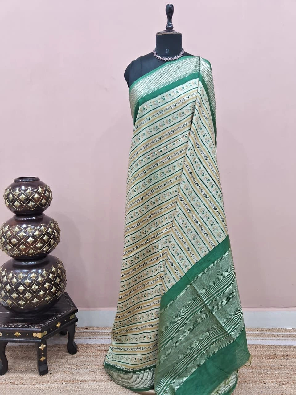 Beige Jute Saree 