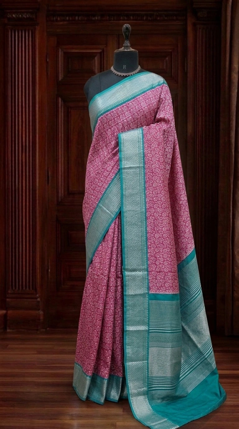Pink Jute Saree 