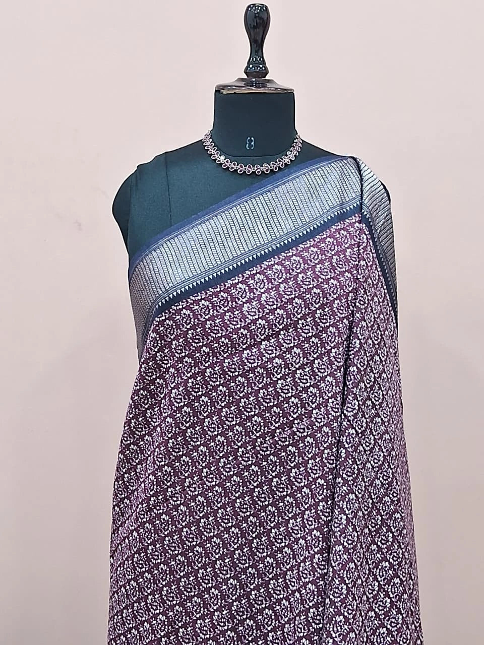 Graceful Wine Jute Saree 1