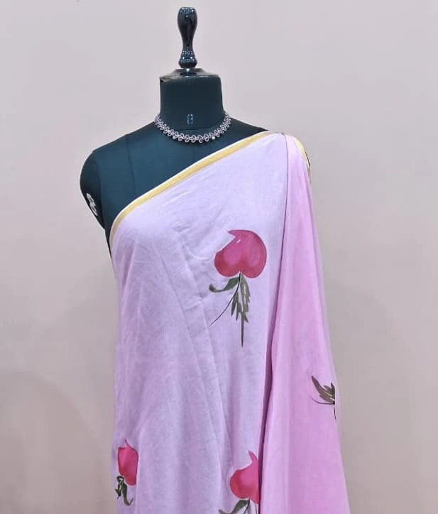 Baby Pink Chiffon Saree 1