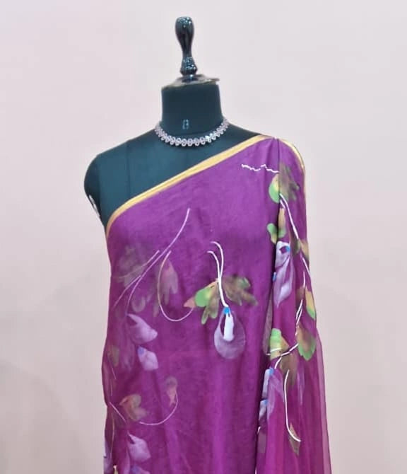 Purple Chiffon Saree  1