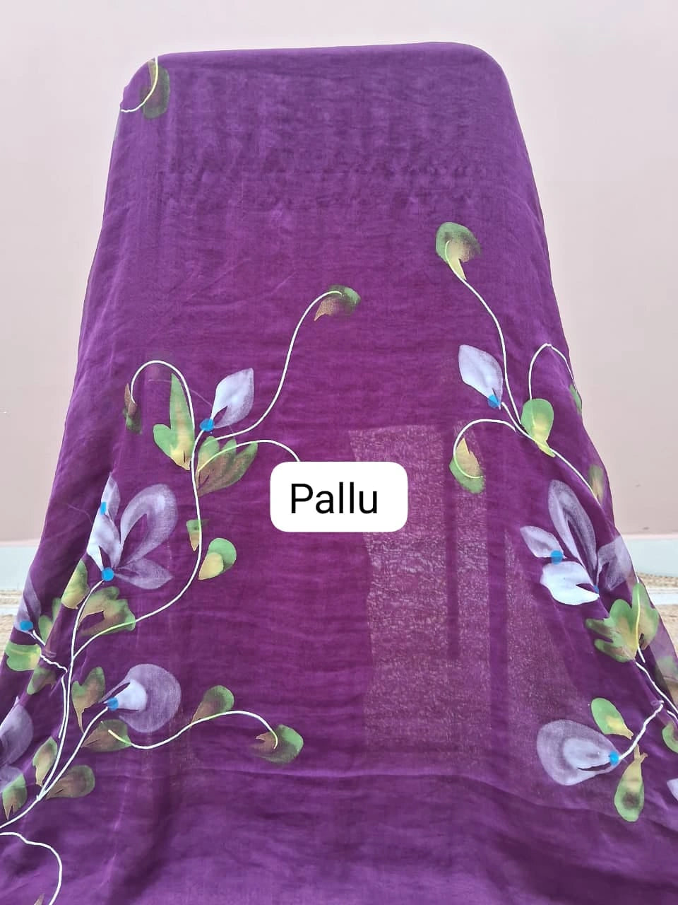 Purple Chiffon Saree Pallu
