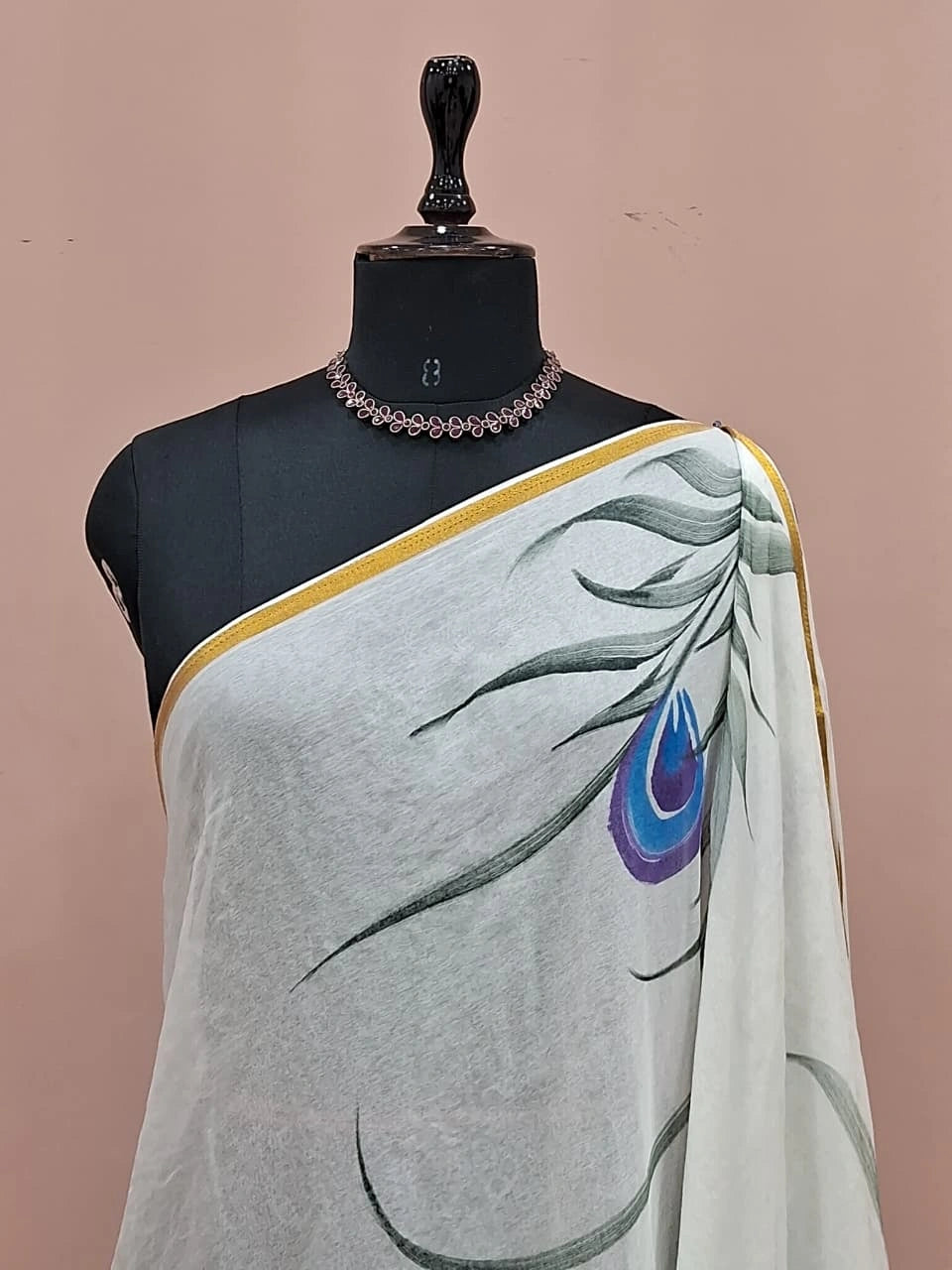 Off-White Chiffon Saree 1
