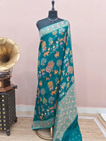 Marine Blue Pure Dola Silk Saree