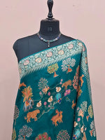 Marine Blue Pure Dola Silk Saree 1