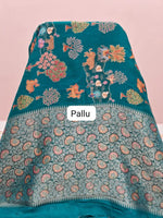Marine Blue Pure Dola Silk Saree Pallu