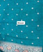 Marine Blue Pure Dola Silk Saree Blouse