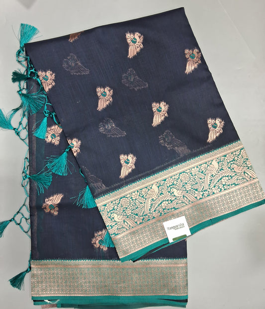Deep Blue Linen Saree 