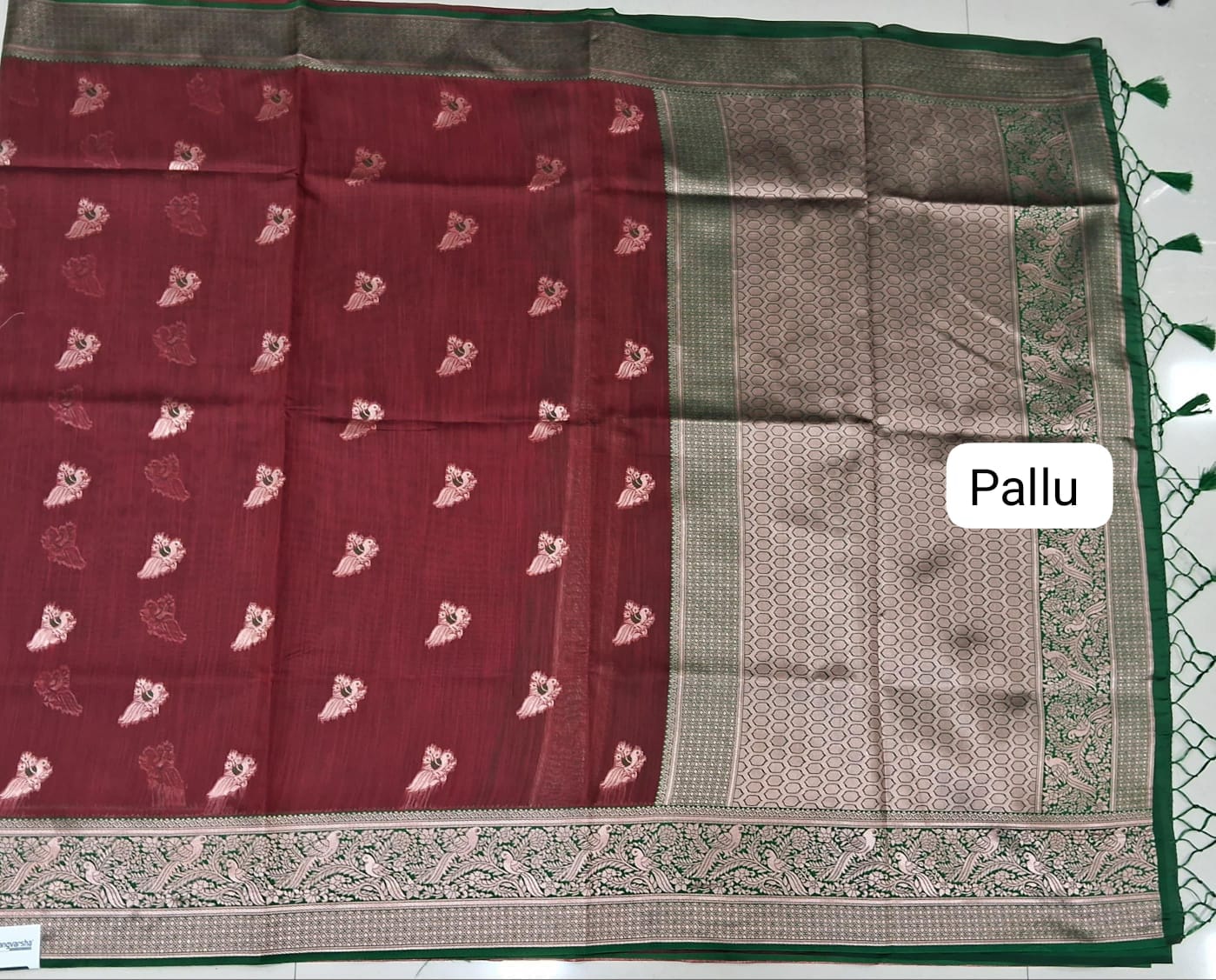 Red Linen Saree Pallu
