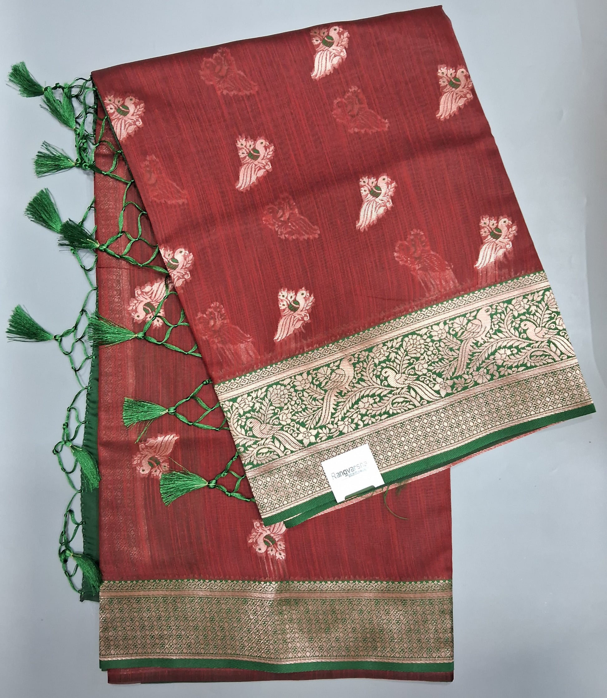 Red Linen Saree 