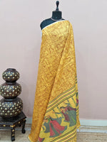 Mustard yellow bamboo Silk Saree 