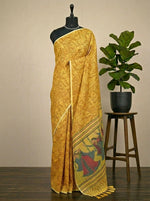 Mustard yellow bamboo Silk Saree 
