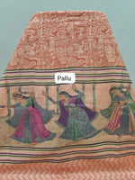 Peach bamboo silk saree Pallu