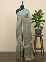 Dusty Olive Green Bamboo Silk Saree