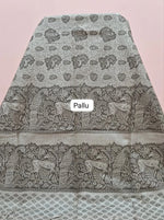 Dusty Olive Green Bamboo Silk Saree Pallu