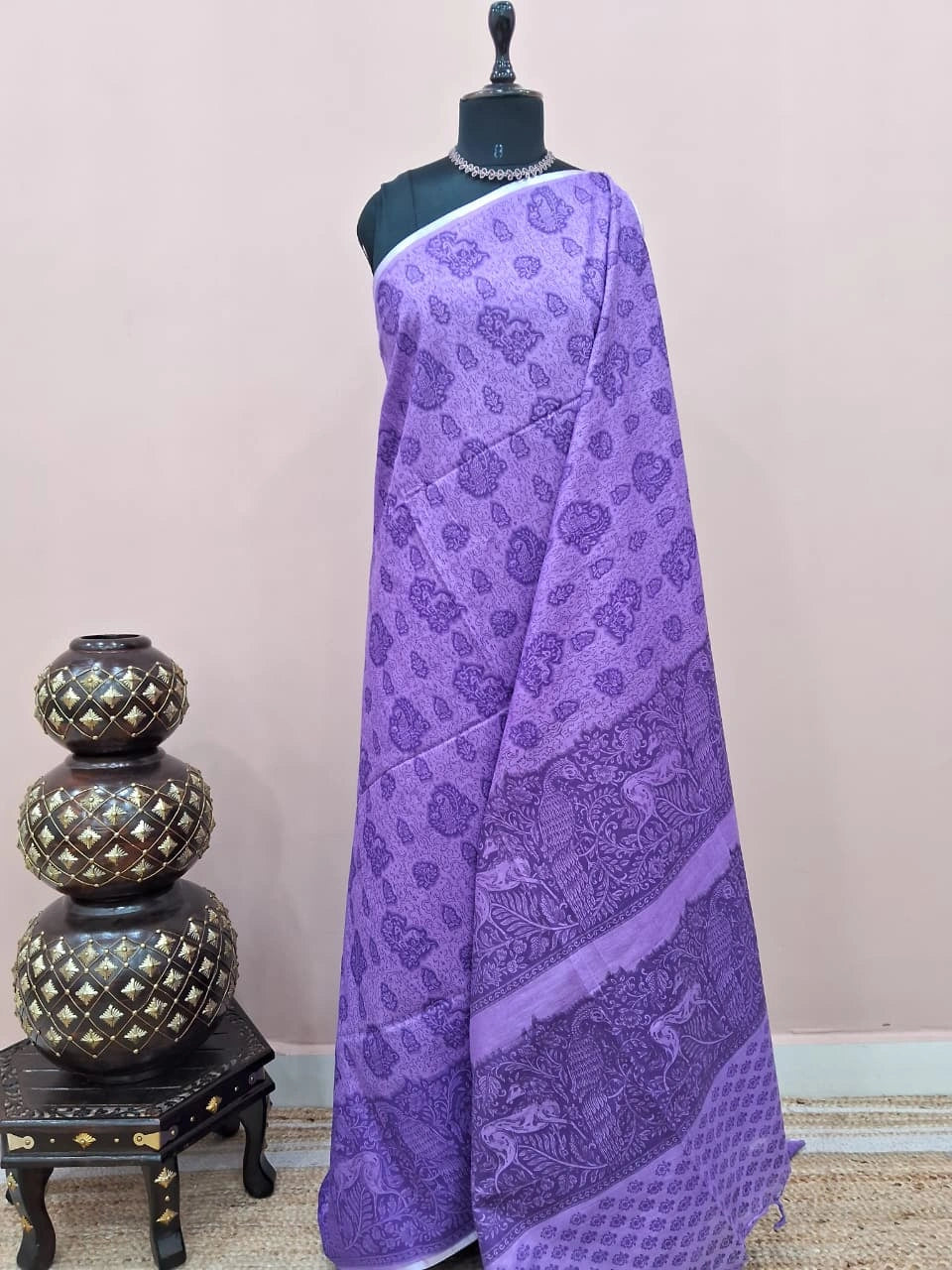 Lavender Bamboo Silk Saree 