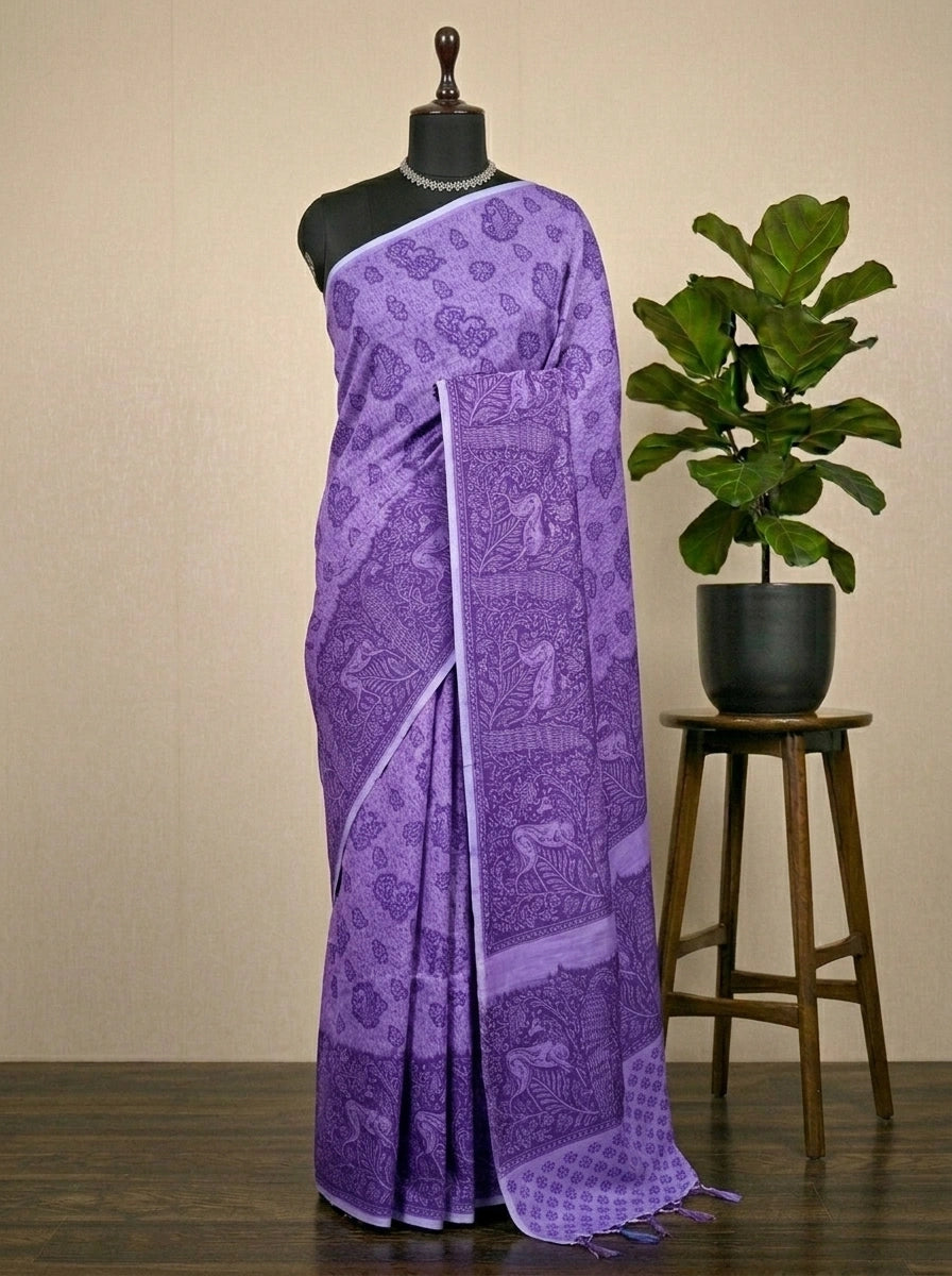 Lavender Bamboo Silk Saree 