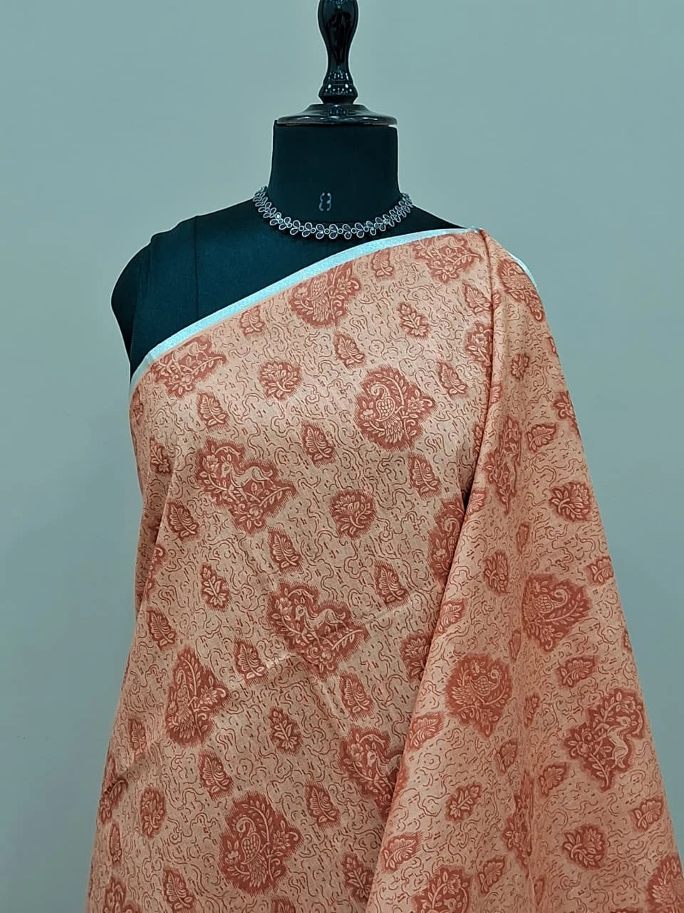 Peach Bamboo Silk Saree 1