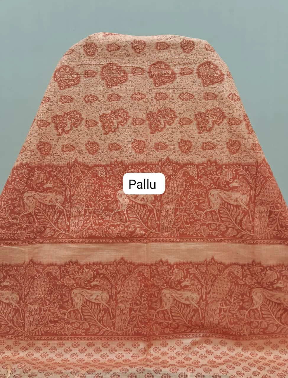 Peach Bamboo Silk Saree Pallu