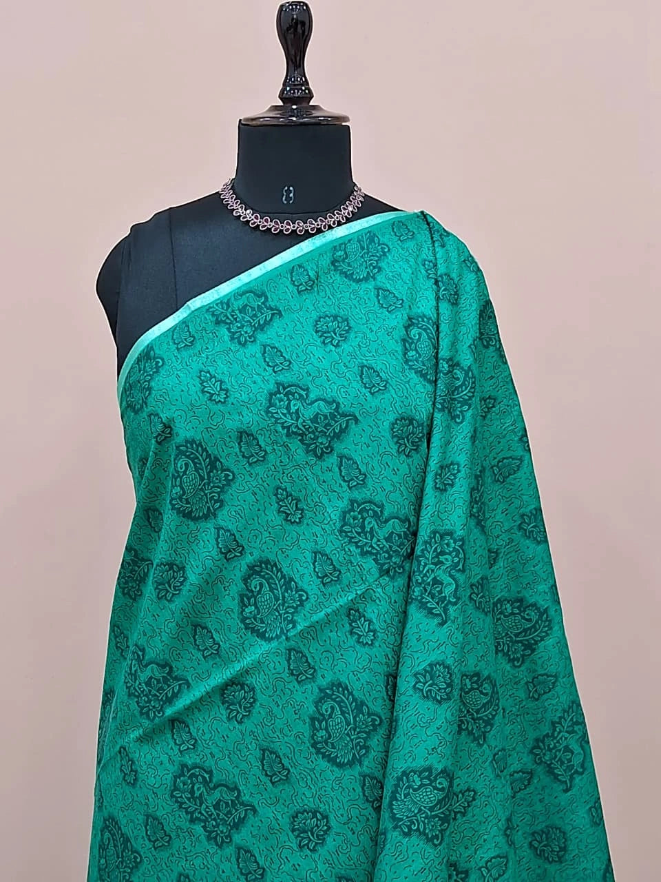 Rama Green Bamboo Silk Saree 1