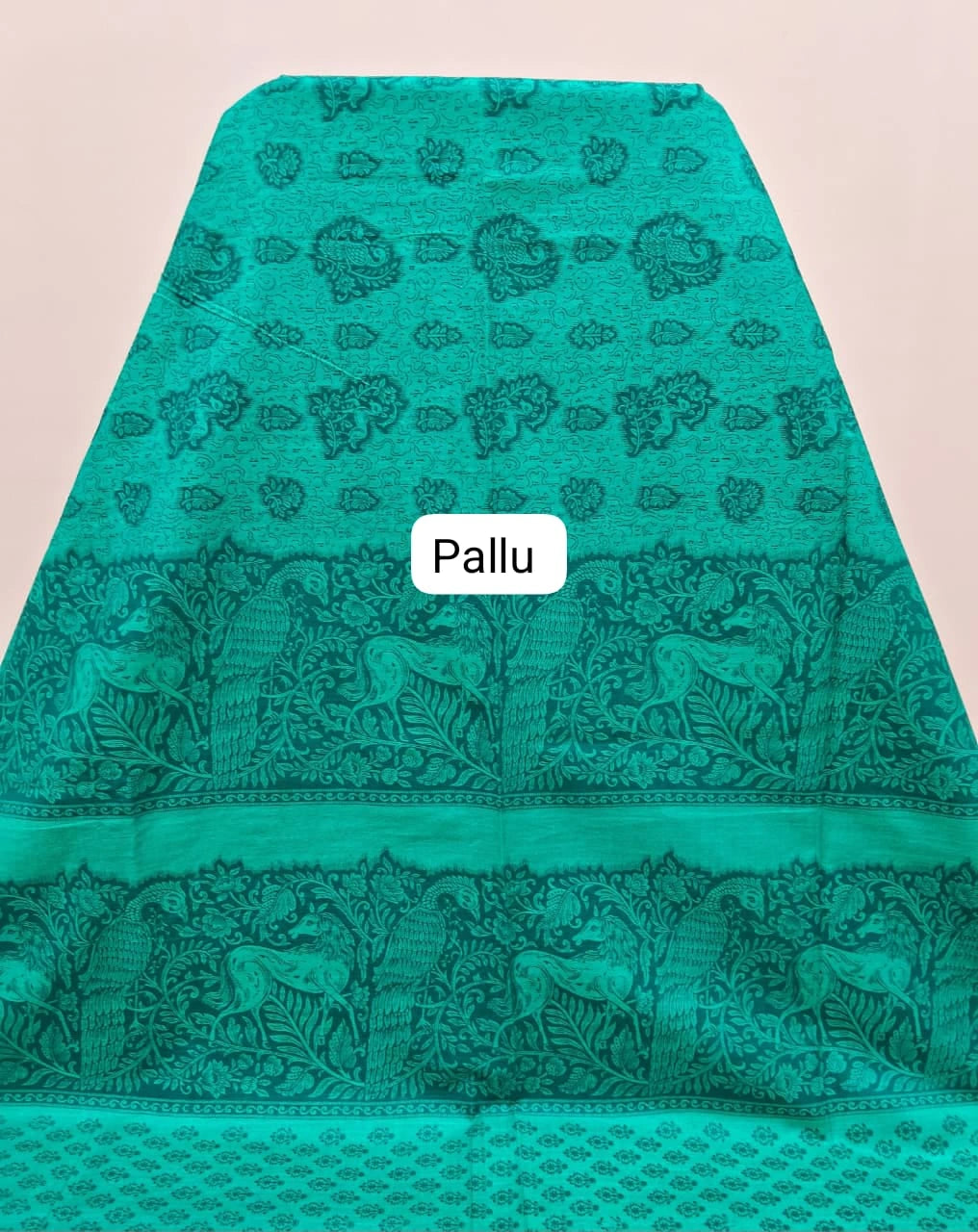 Rama Green Bamboo Silk Saree Pallu