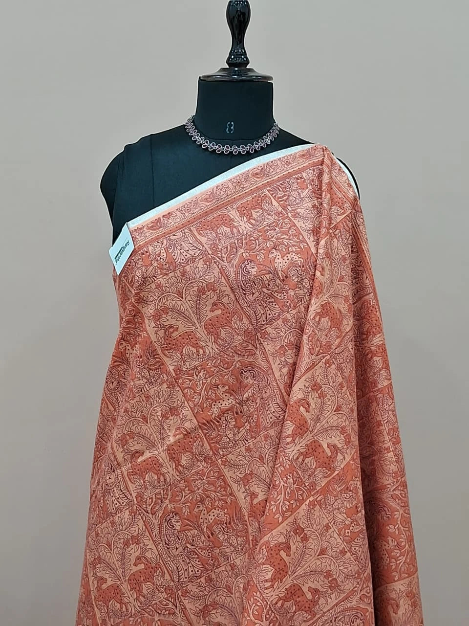 Peach Pure Bamboo Silk Saree 1