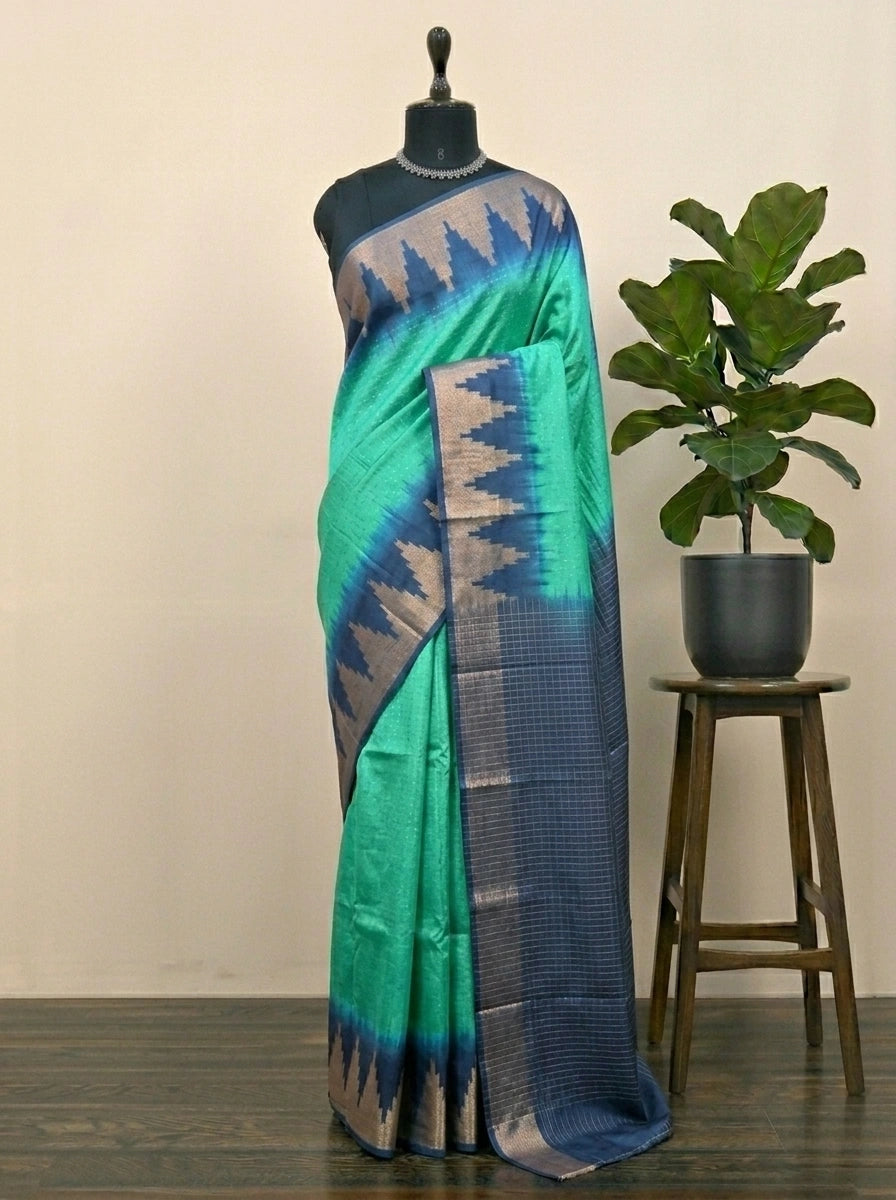 Mint Green Bamboo Silk Saree