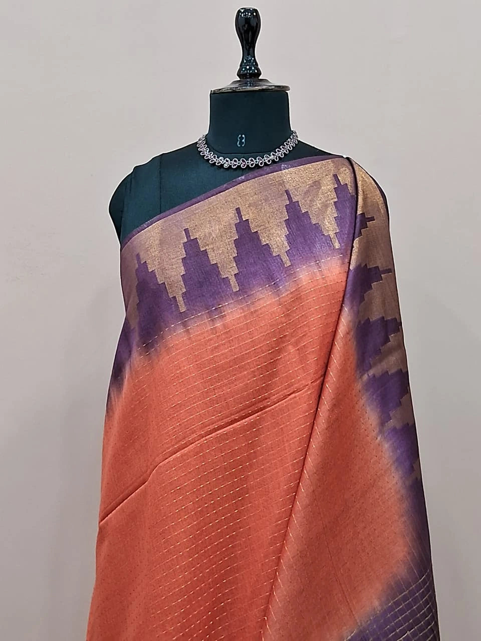 Orange Bamboo Silk Saree 1
