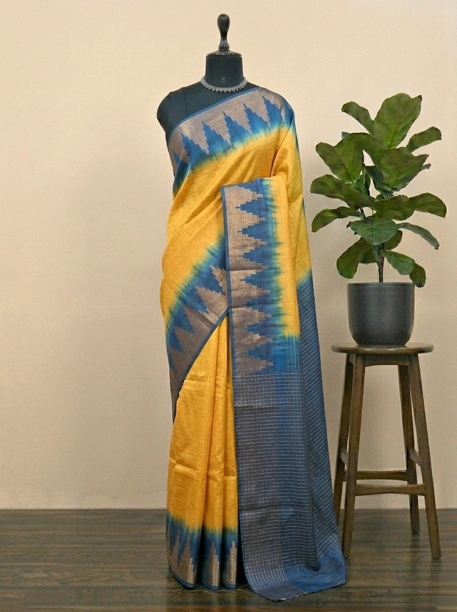 Mango Yellow Bamboo Silk Saree 