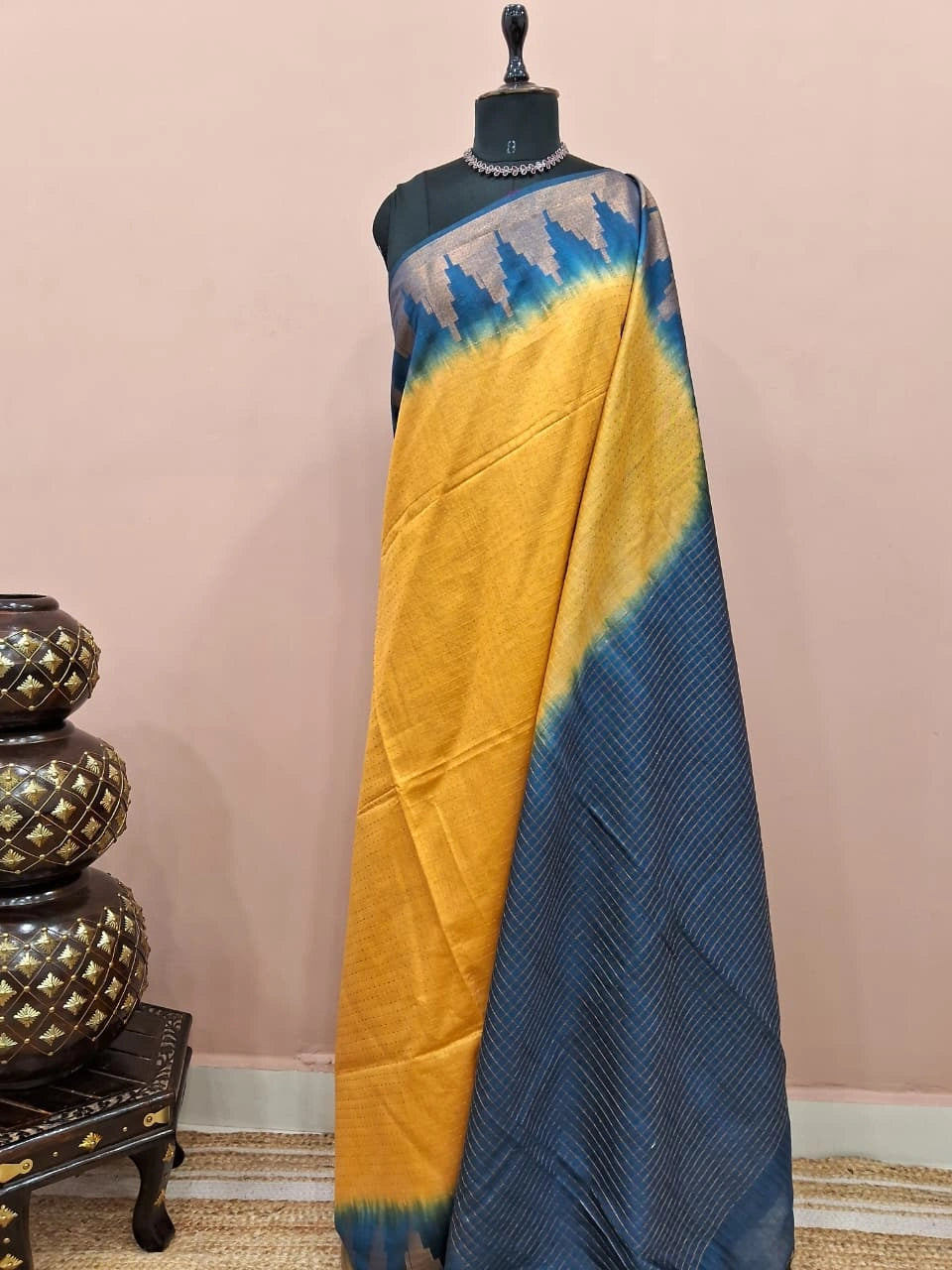 Mango Yellow Bamboo Silk Saree 