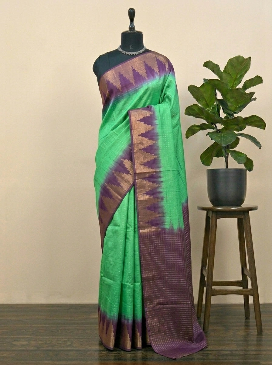 Light Green Bamboo Silk Saree 