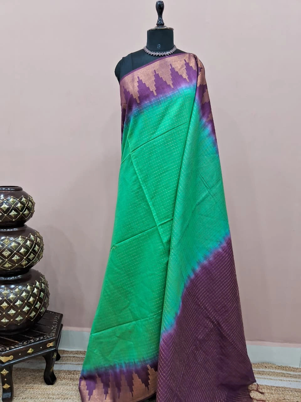 Light Green Bamboo Silk Saree 
