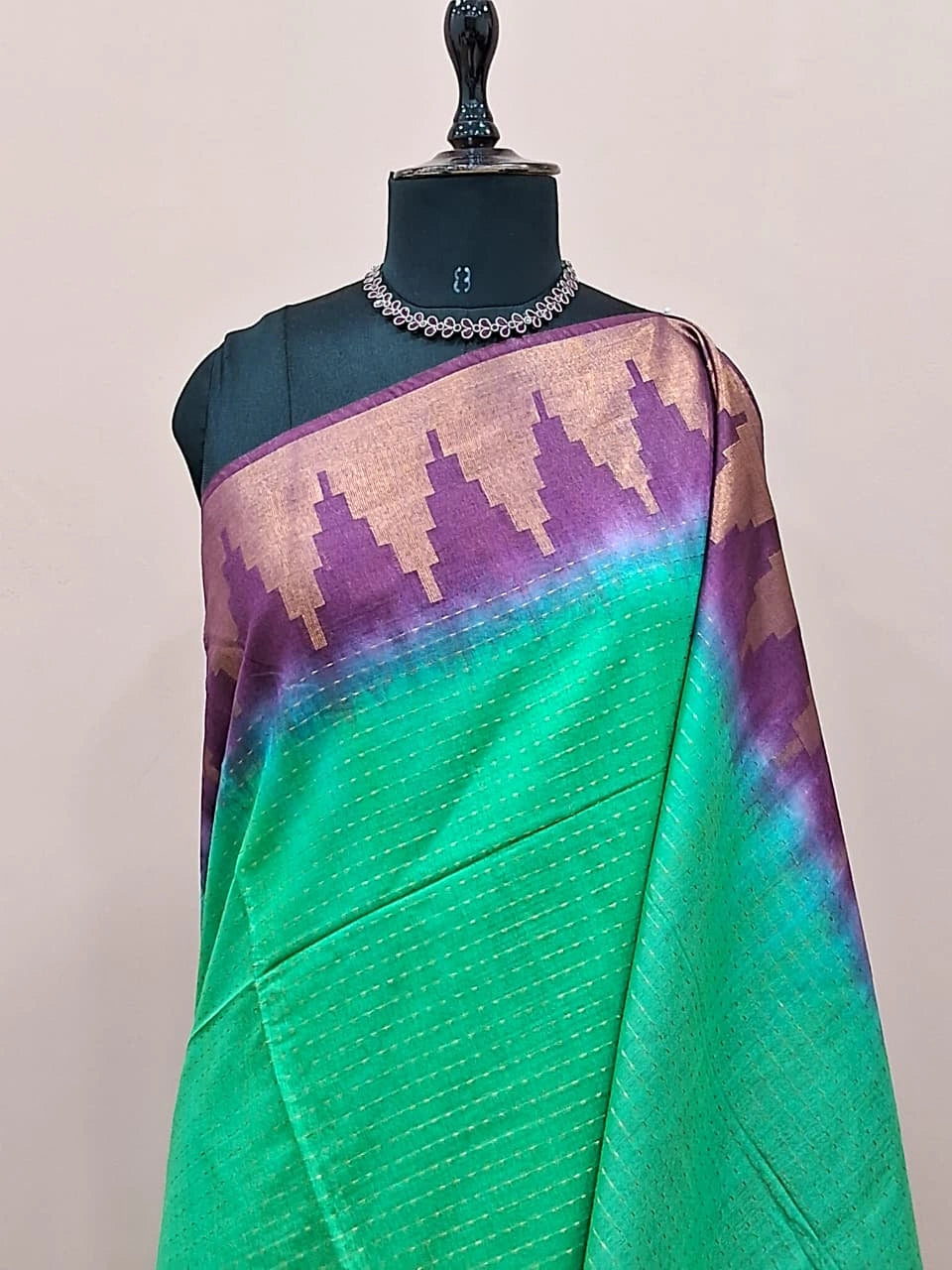 Light Green Bamboo Silk Saree 1