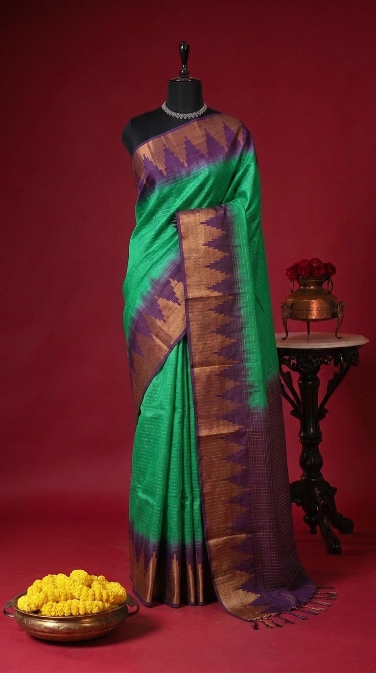 Light Green Bamboo Silk Saree 