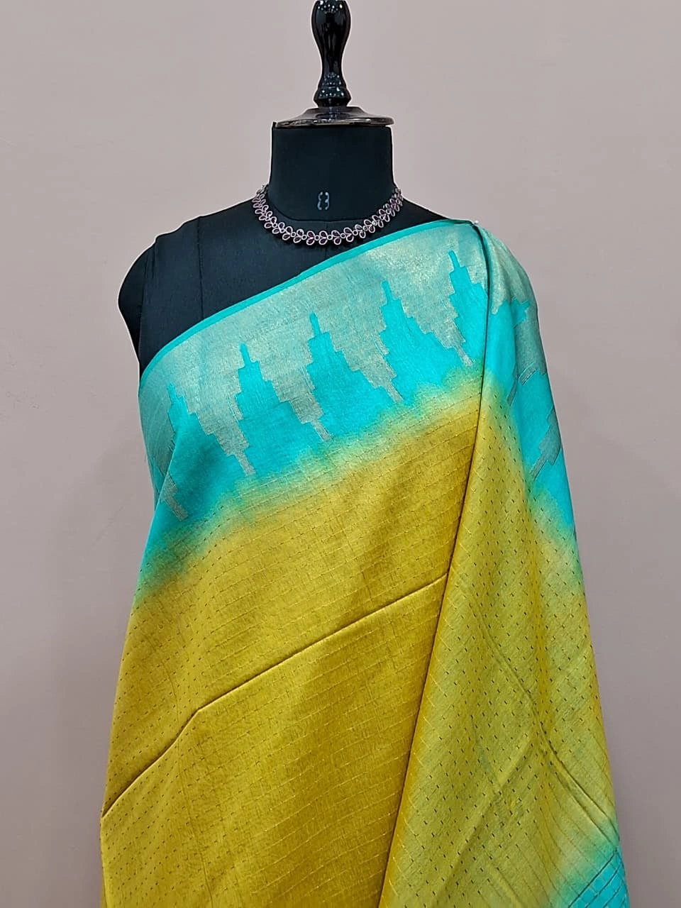 Lemon Yellow Bamboo Silk Saree 1