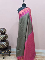 Olive Green Bamboo Silk Saree 